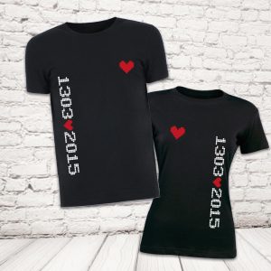 COPPIA T-SHIRT ''PIXEL DATA'' NERE