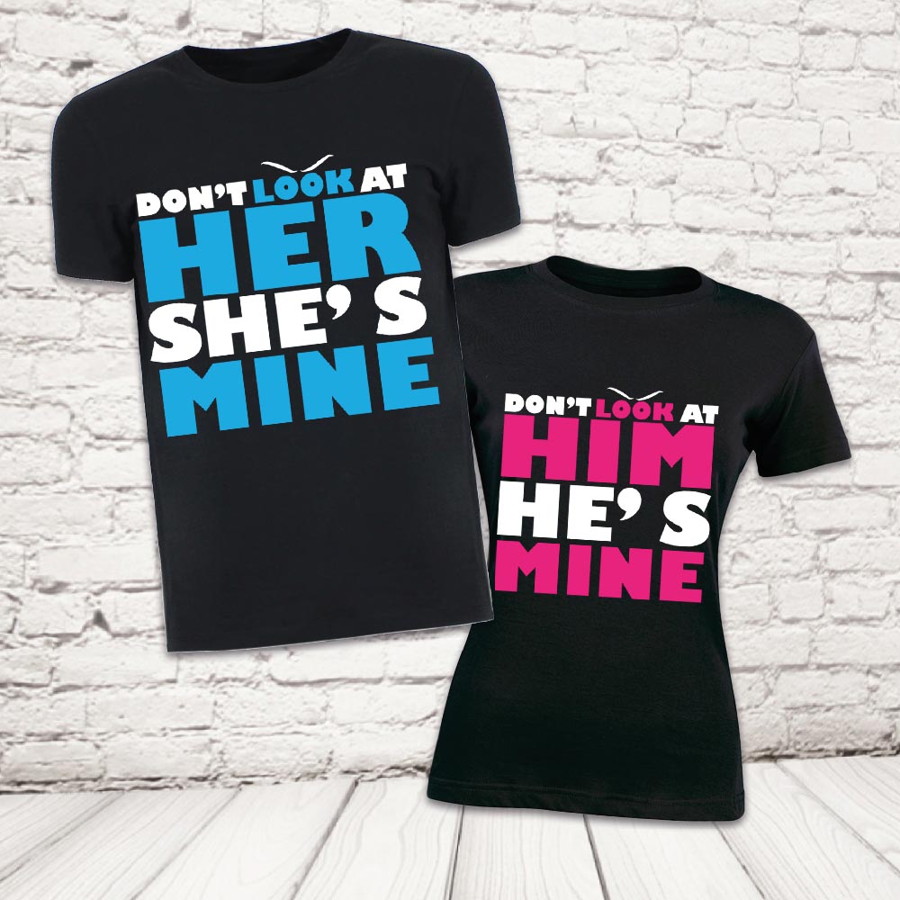 COPPIA T-SHIRT ''DONT LOOK'' NERE