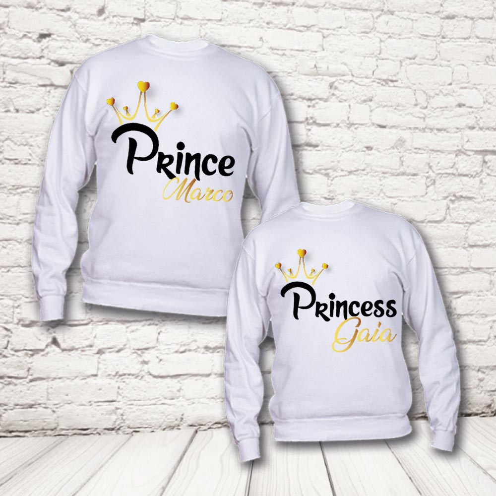 COPPIA FELPE ''PRINCE AND PRINCESS'' BIANCHE