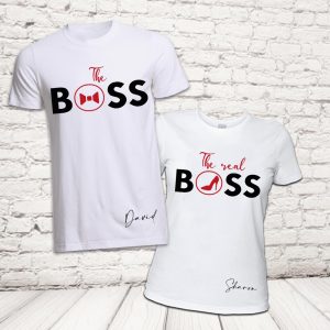 COPPIA T-SHIRT ''BOSS AND REAL BOSS'' BIANCHE
