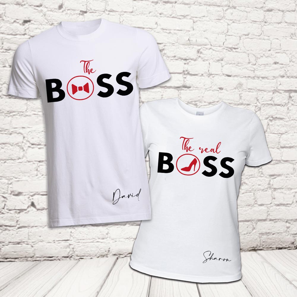 COPPIA T-SHIRT ''BOSS AND REAL BOSS'' BIANCHE