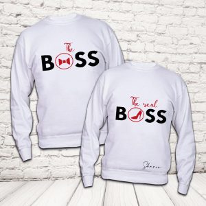 COPPIA FELPE ''BOSS AND REAL BOSS'' BIANCHE