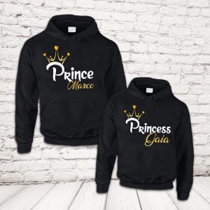 COPPIA FELPE ''PRINCE AND PRINCESS'' NERE