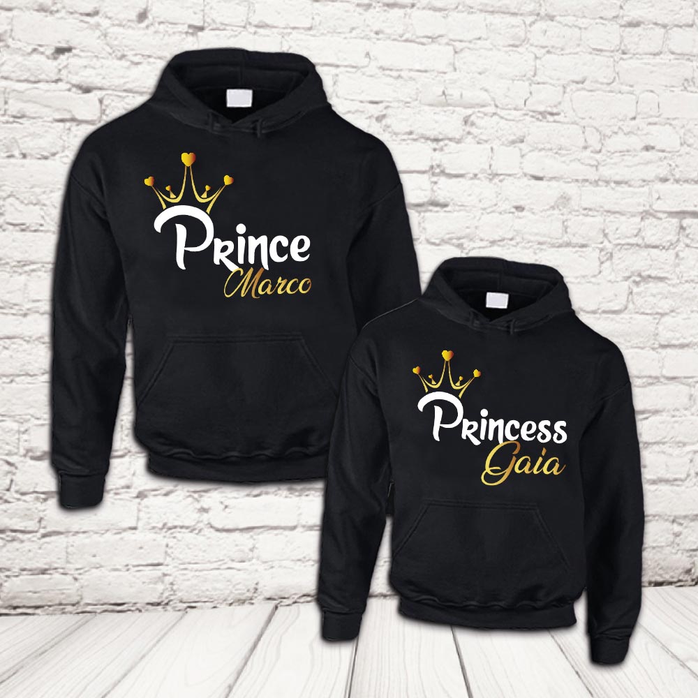 COPPIA FELPE ''PRINCE AND PRINCESS'' NERE