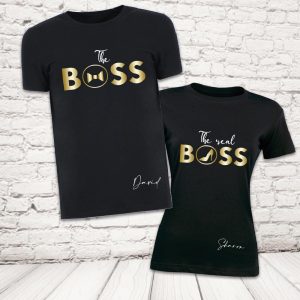 COPPIA T-SHIRT ''BOSS AND REAL BOSS'' NERE