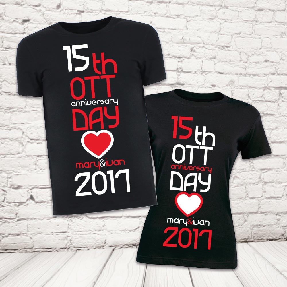 COPPIA T-SHIRT ''LOVE ANNIVERSARIO'' NERE