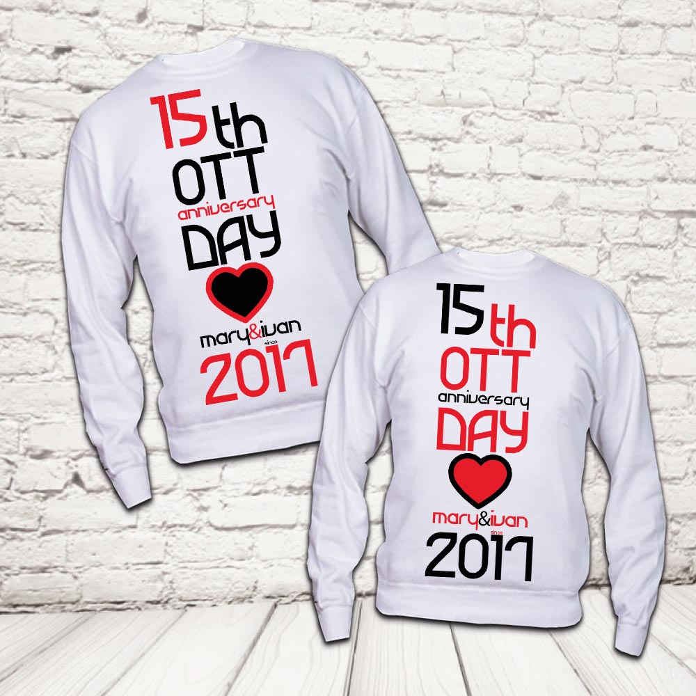 COPPIA FELPE ''LOVE ANNIVERSARIO'' BIANCHE