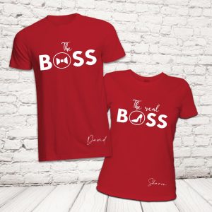COPPIA T-SHIRT ''BOSS AND REAL BOSS'' ROSSE