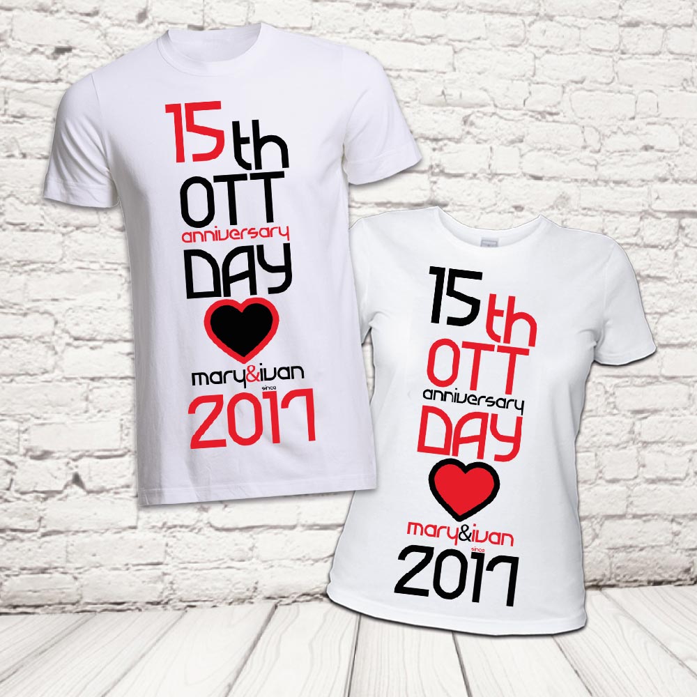 COPPIA T-SHIRT ''LOVE ANNIVERSARIO'' BIANCHE