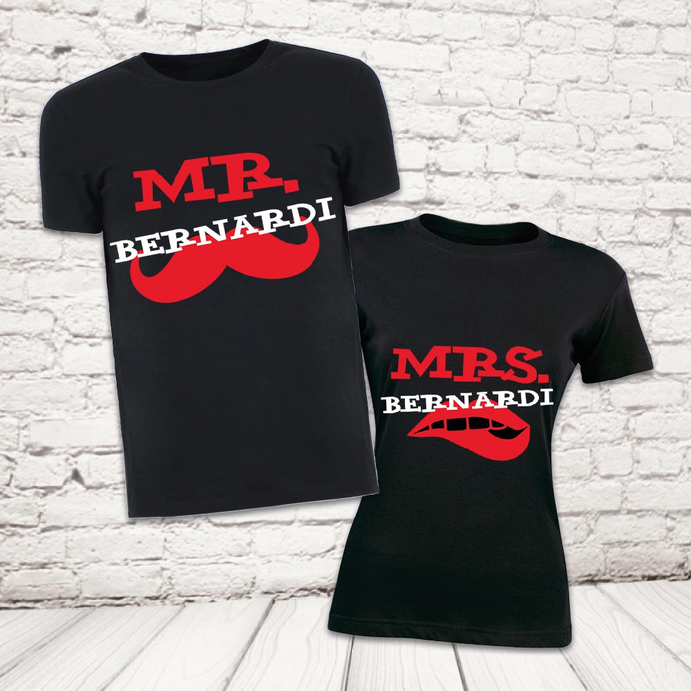 COPPIA T-SHIRT ''MR AND MRS BAFFI '' NERE