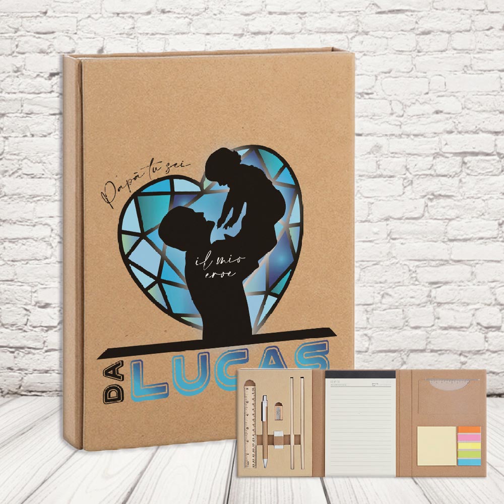 SET ECRU ''DAD CUORE CRISTALLO AZZURRO'