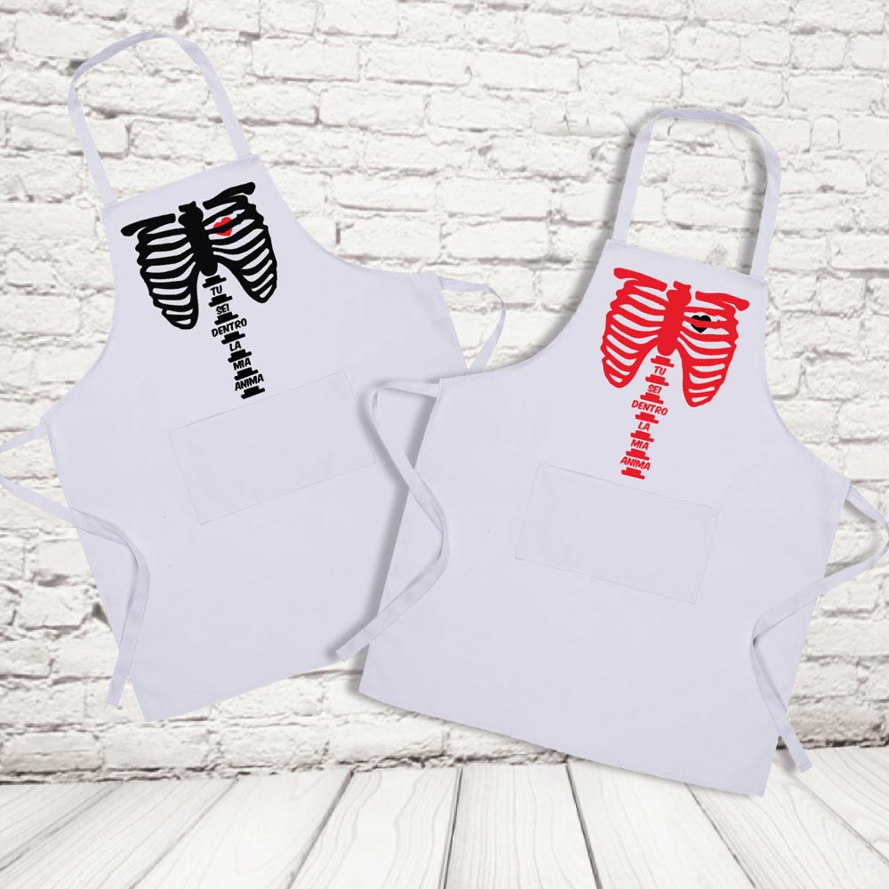 coppia grembiuli ''DENTRO L'ANIMA'' BIANCHI