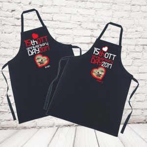 coppia grembiuli ''LOVE ANNIVERSARIO'' NERE