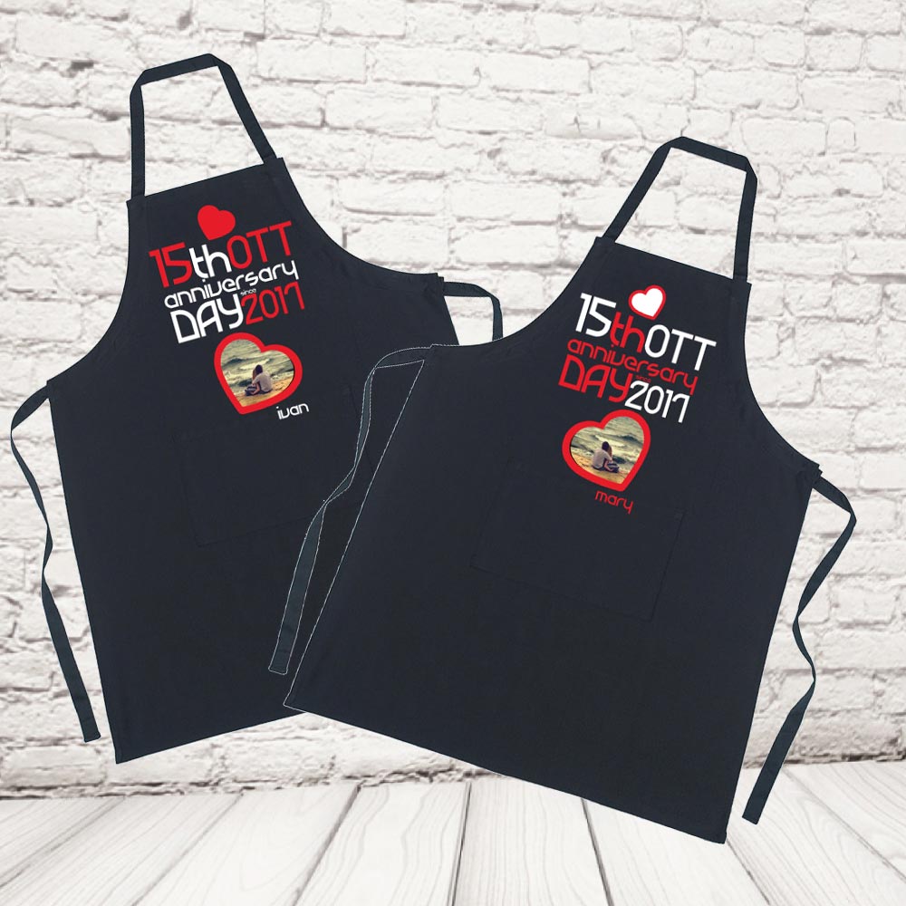 coppia grembiuli ''LOVE ANNIVERSARIO'' NERE