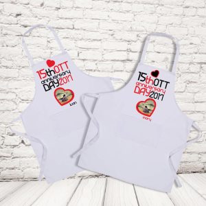 coppia grembiuli ''LOVE ANNIVERSARIO'' BIANCHE