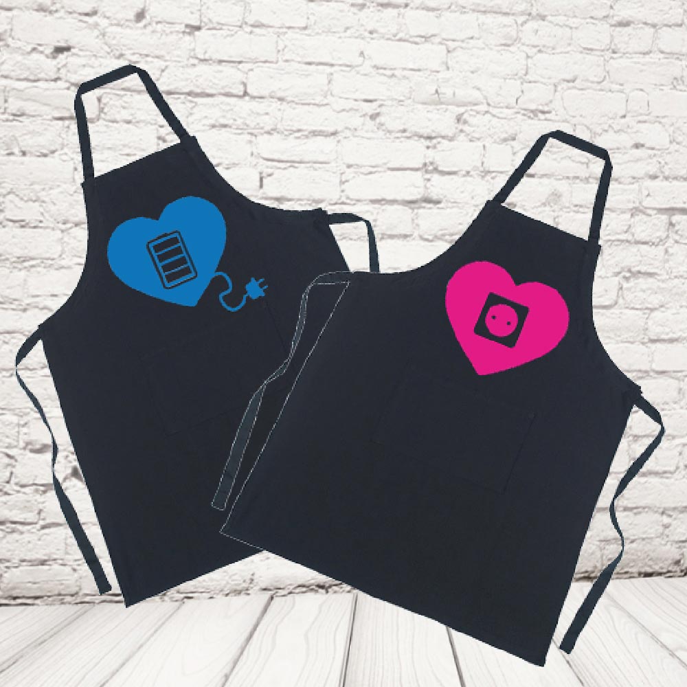 coppia grembiuli ''amore lucchetto'' nere