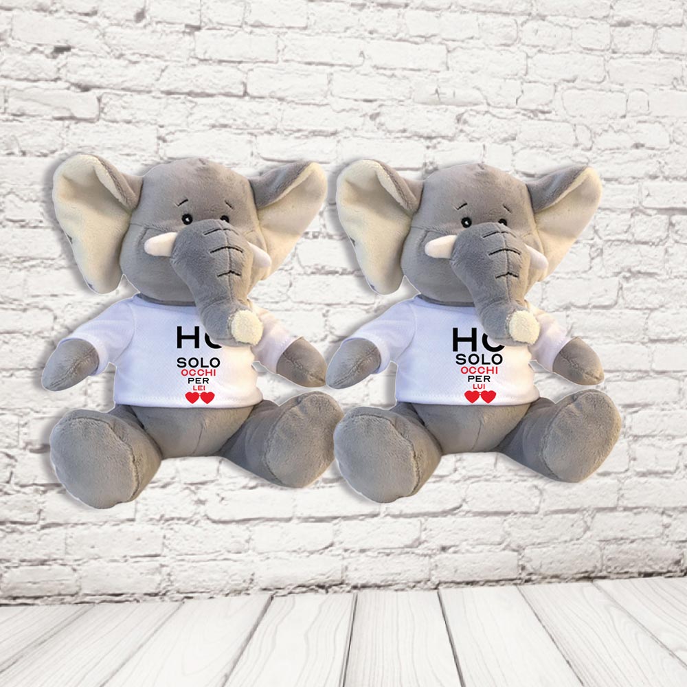 COPPIA PELUCHE ''solo occhi per te'' ELEFANTE