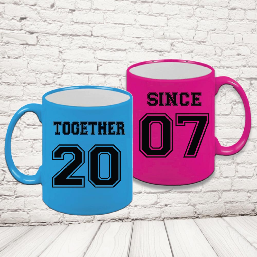 COPPIA TAZZE FLUO '' TOGETHER SINCE''