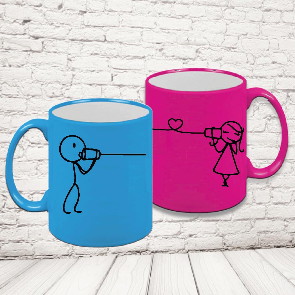 COPPIA TAZZE FLUO ''COMUNICAZIONE A DISTANZA''