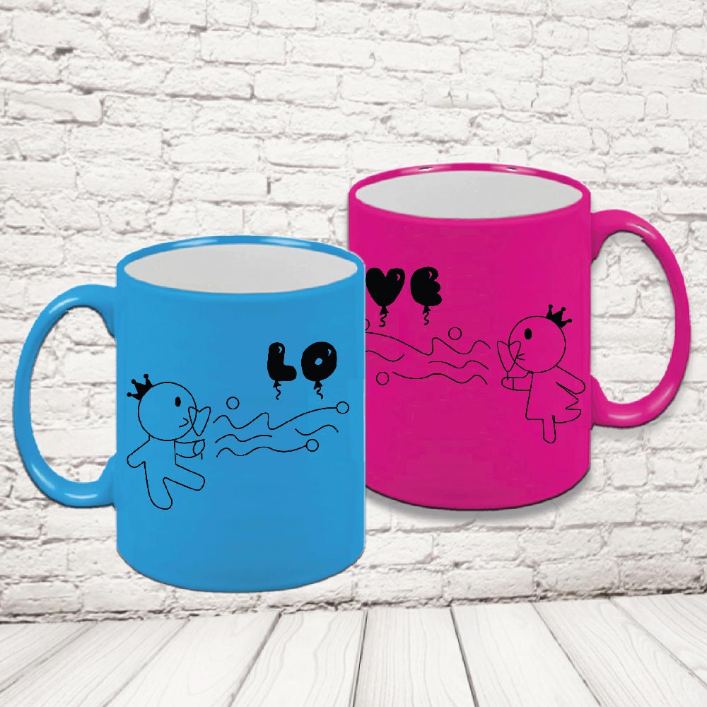 COPPIA TAZZE FLUO ''LOVE PALLONCINI''