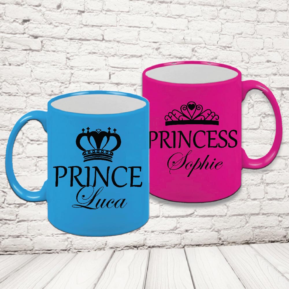 COPPIA TAZZE FLUO ''PRINCE AND PRINCESS CORONA''