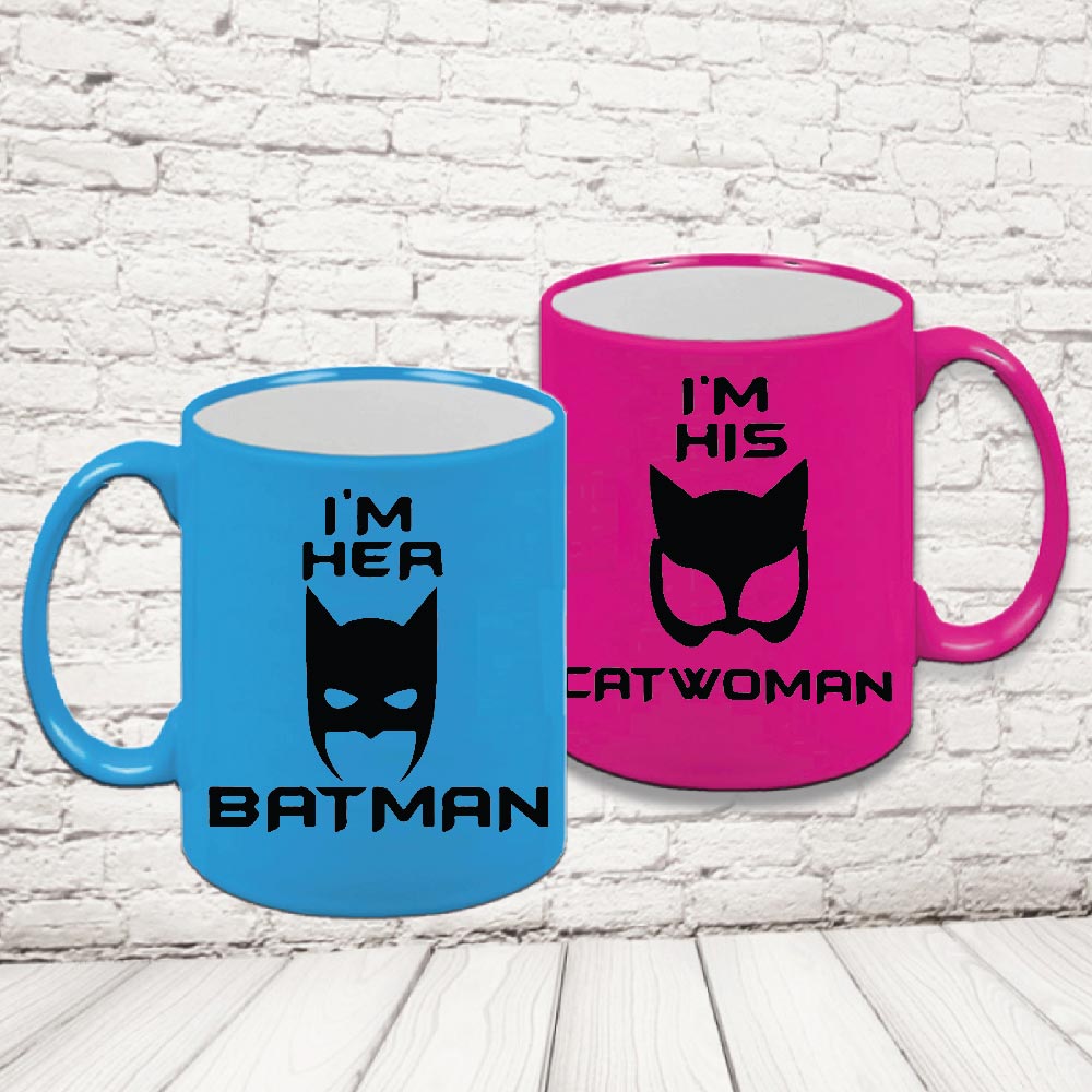 COPPIA TAZZE FLUO ''BAT AND CAT''