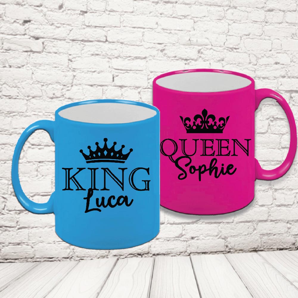 COPPIA TAZZE FLUO ''KING AND QUEEN REALI''