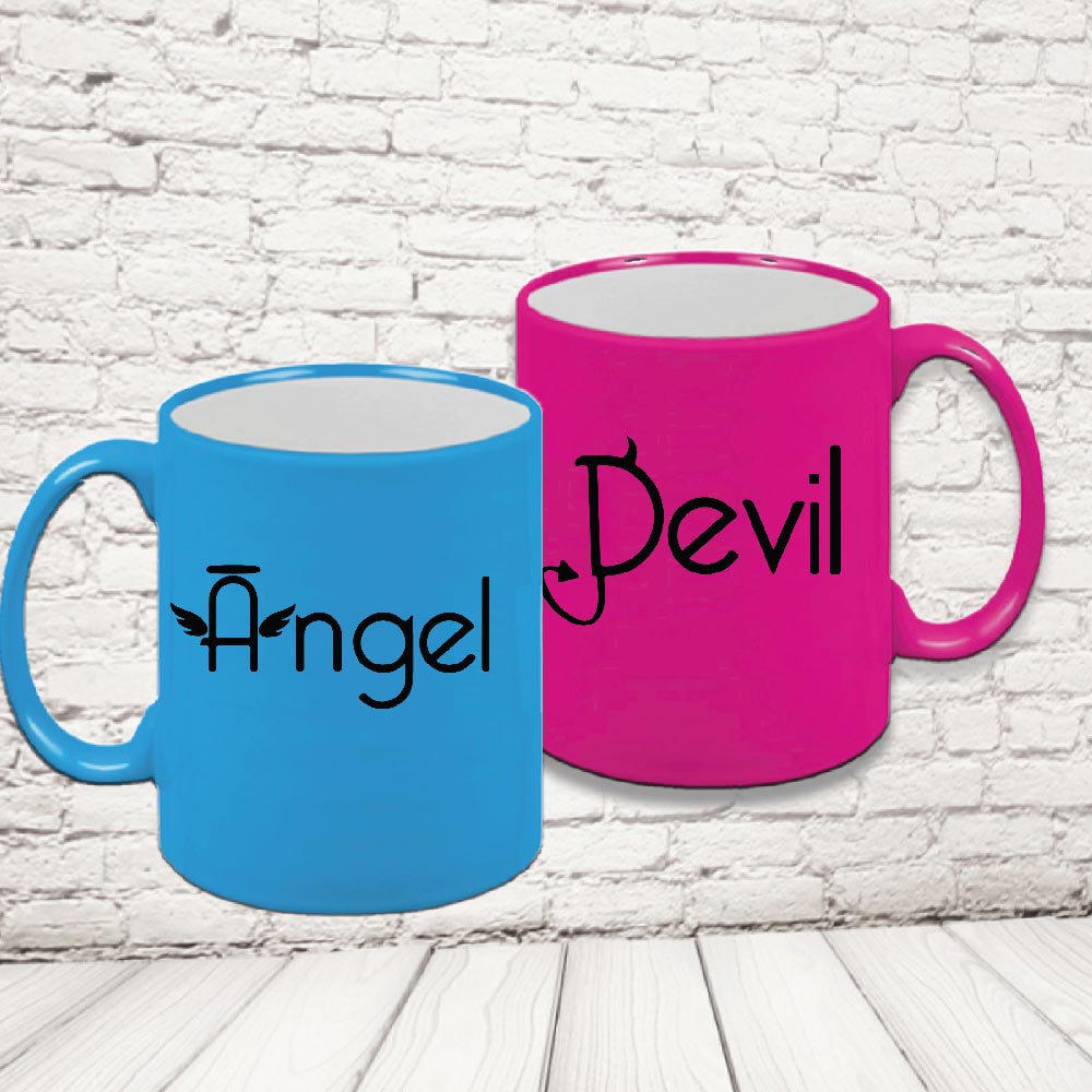 COPPIA TAZZE FLUO ''ANGEL&DEVIL''