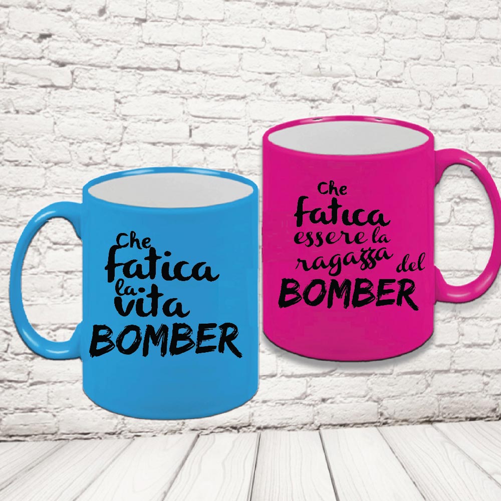 COPPIA TAZZE FLUO ''VITE DA BOMBERS''