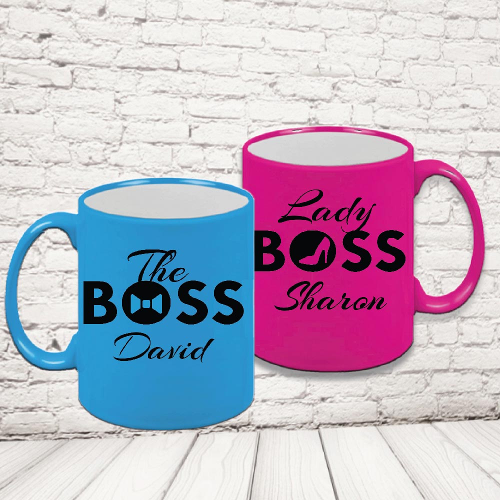 COPPIA TAZZE FLUO ''BOSS AND REAL BOSS'