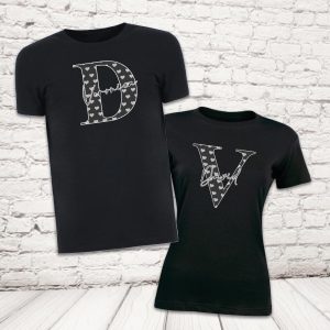 COPPIA T-SHIRT 'LETTER LOVE'' NERA