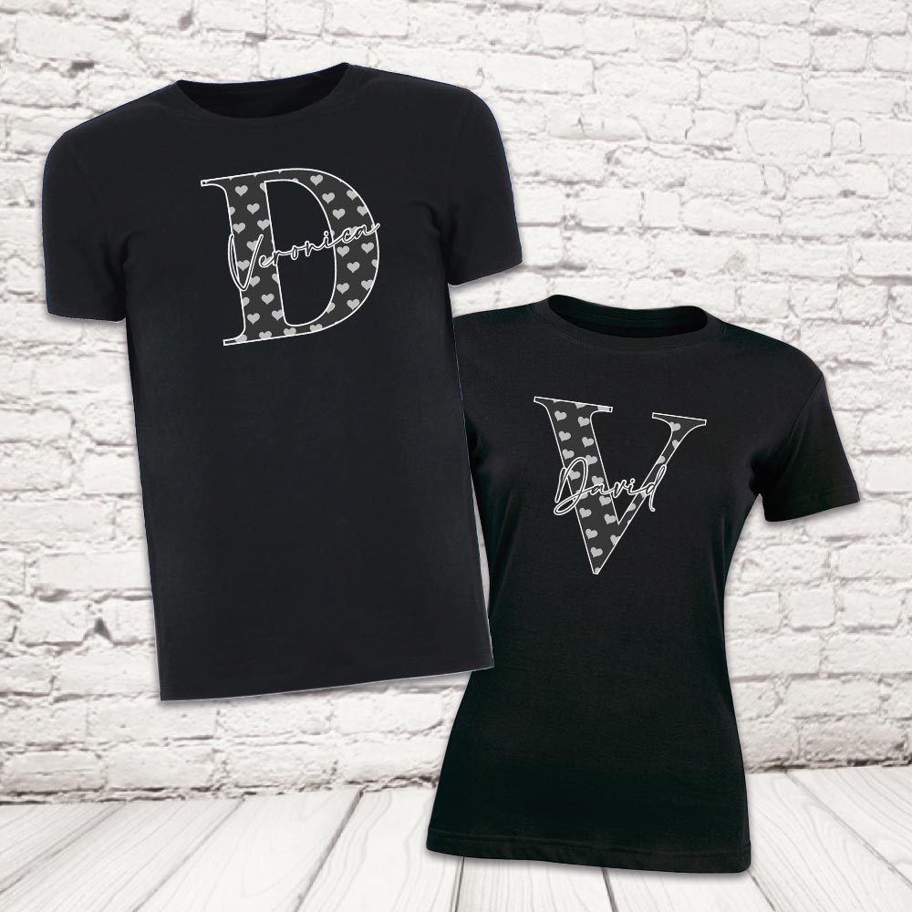 COPPIA T-SHIRT 'LETTER LOVE'' NERA