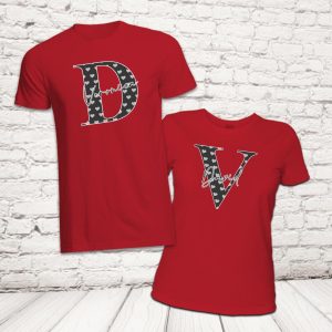 COPPIA T-SHIRT 'LETTER LOVE'' ROSSA