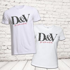 COPPIA T-SHIRT 'LETTER LOVE DATA'' BIANCA