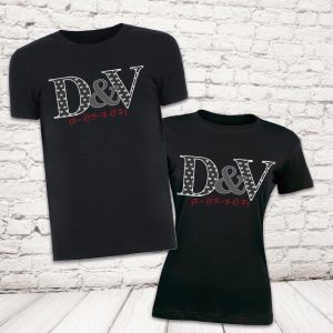 COPPIA T-SHIRT 'LETTER LOVE DATA'' NERA