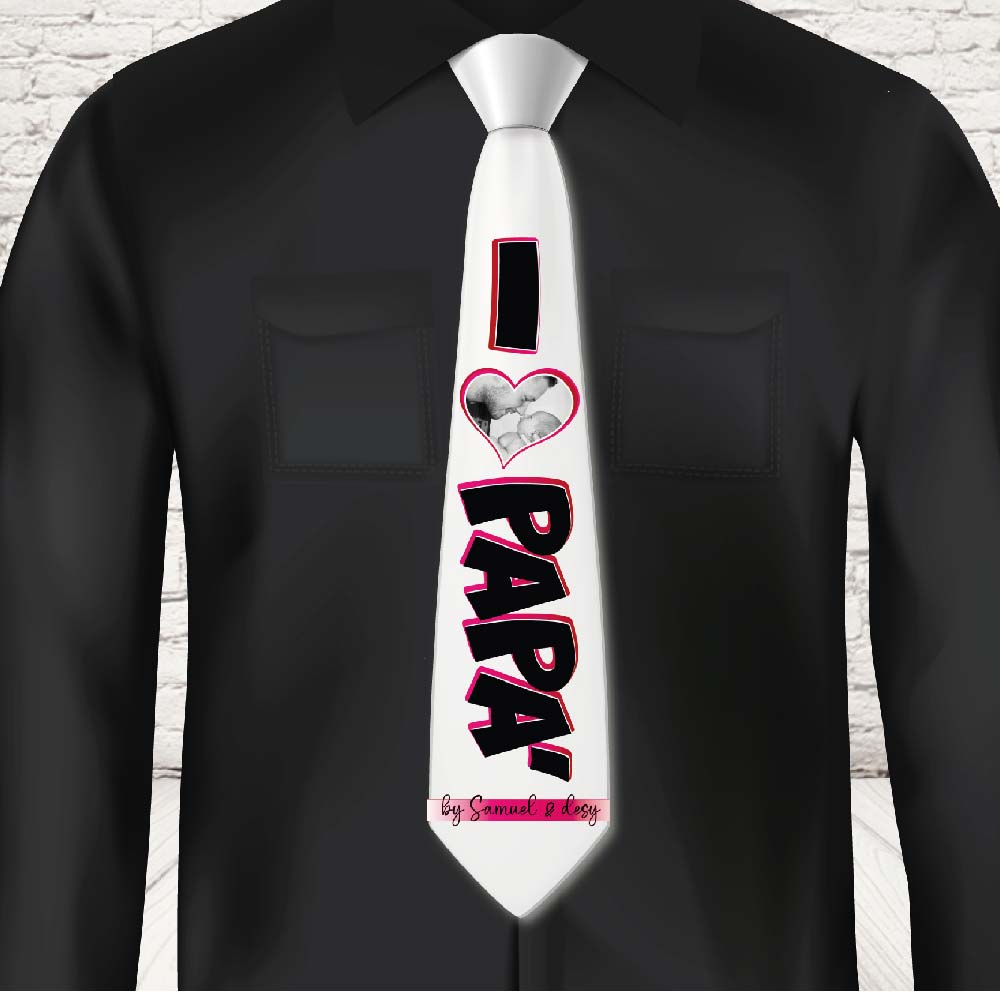 CRAVATTA 'LOVE DAD FOTO ROSA''