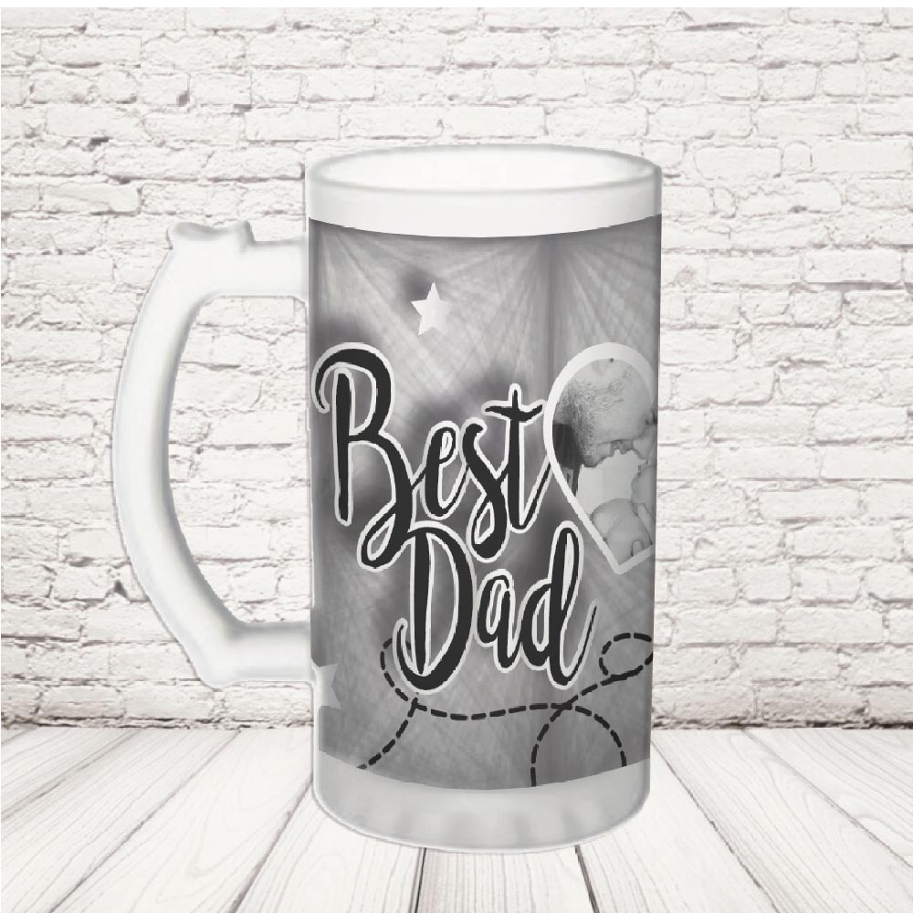 BOCCALE ''BEST DAD GRIGIO'' VETRO