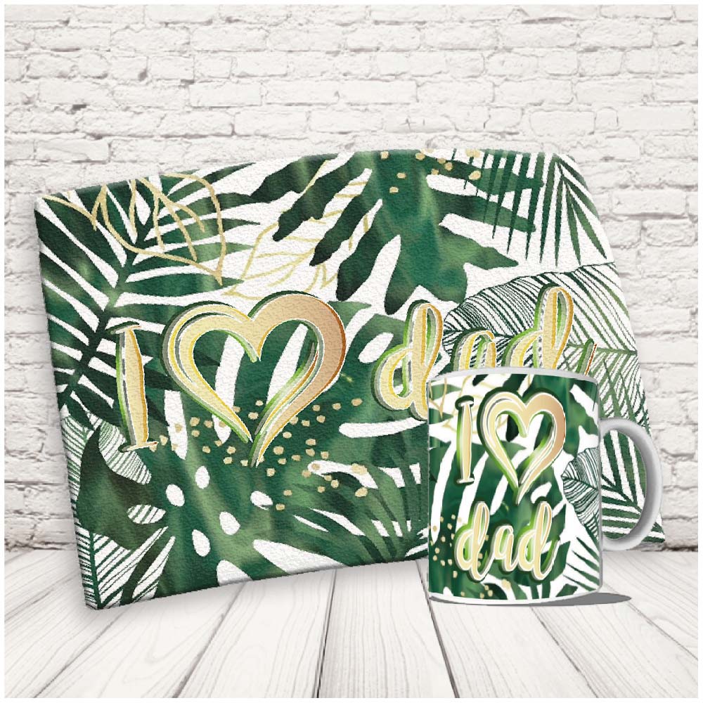 Kit Set Colazione Con Tazza Mug e Tovaglietta in Canvas - Idea Ragalo festa del Papà Compleanno per Lui Uomo Personalizzato con nome o Foto ''NATURE DAD''