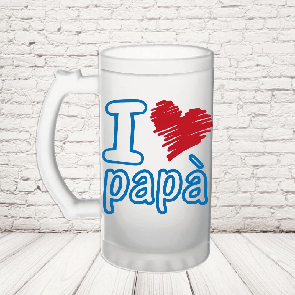BOCCALE ''LOVE PAPA' CUORE'' VETRO