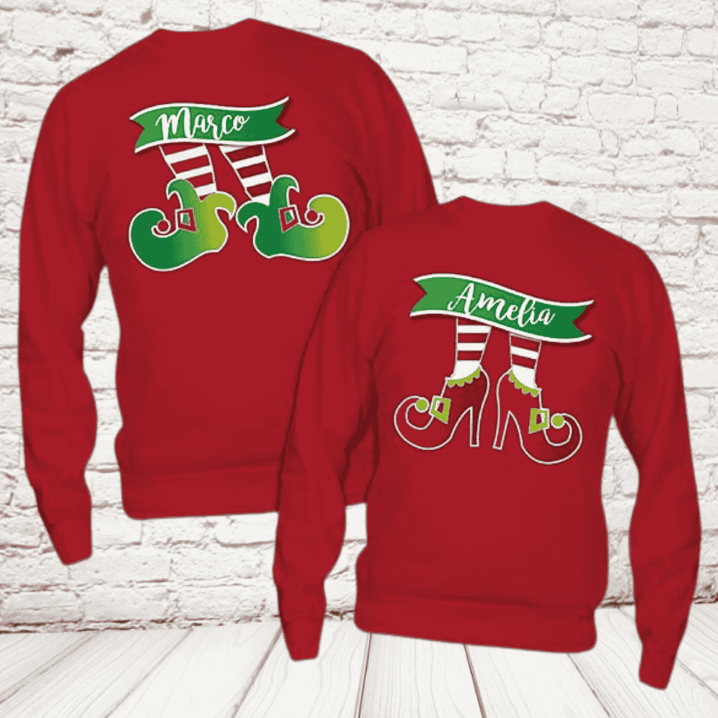 Coppia Felpe rosse Piedi Elfo