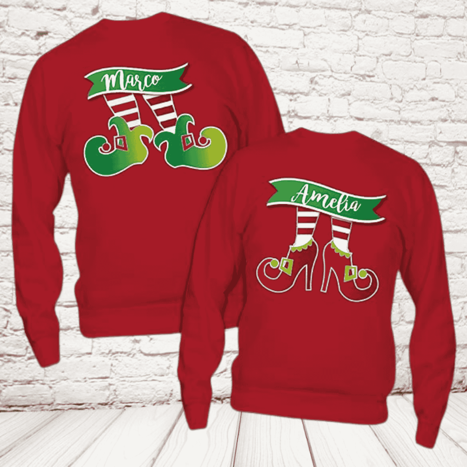 Coppia Felpe rosse Piedi Elfo