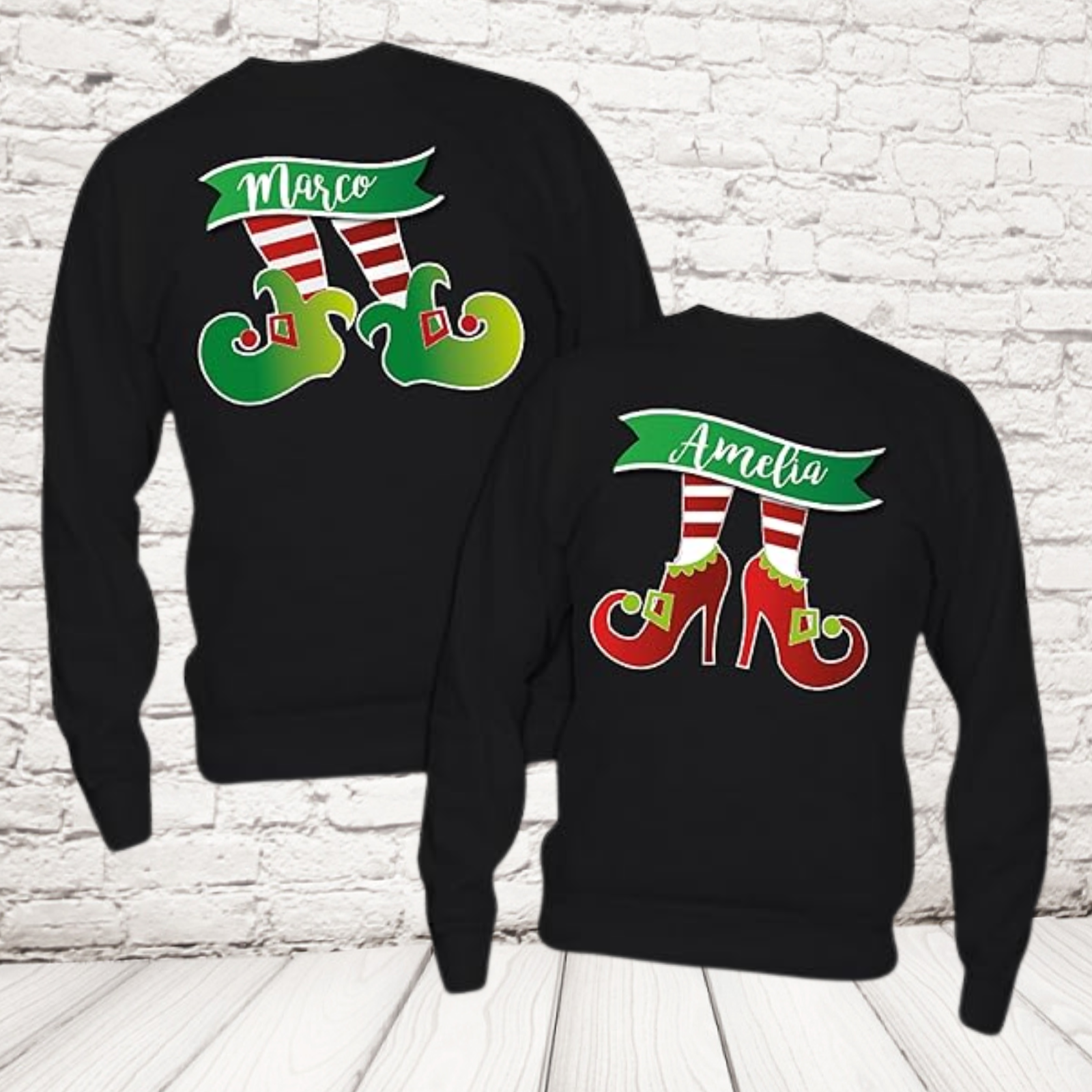 Coppia Felpe Nere Piedi Elfo