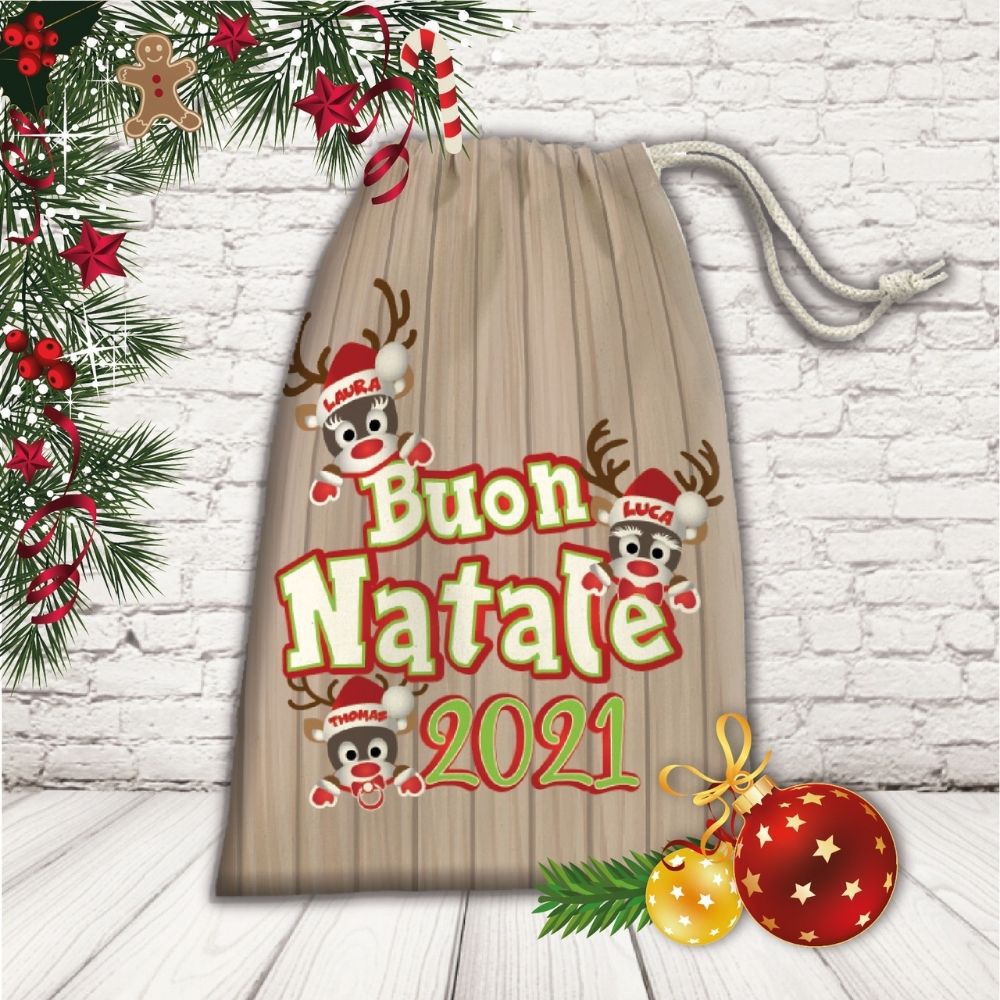 SACCO PORTA REGALI ''RENNE FAMILY''