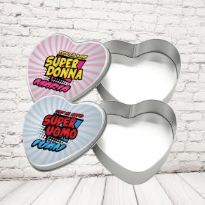 SCATOLINE LATTA '' SUPER UOMO E DONNA'' CUORE