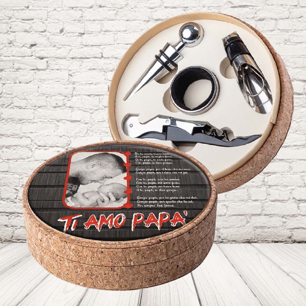 SET VINO SUGHERO ''DAD FOTO MATTONI''