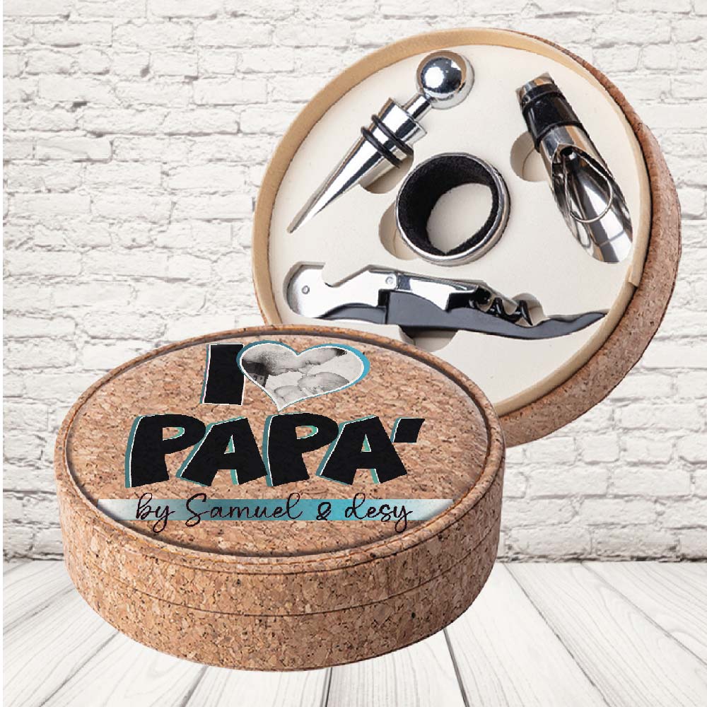 SET VINO SUGHERO ''LOVE DAD AZZURRO''