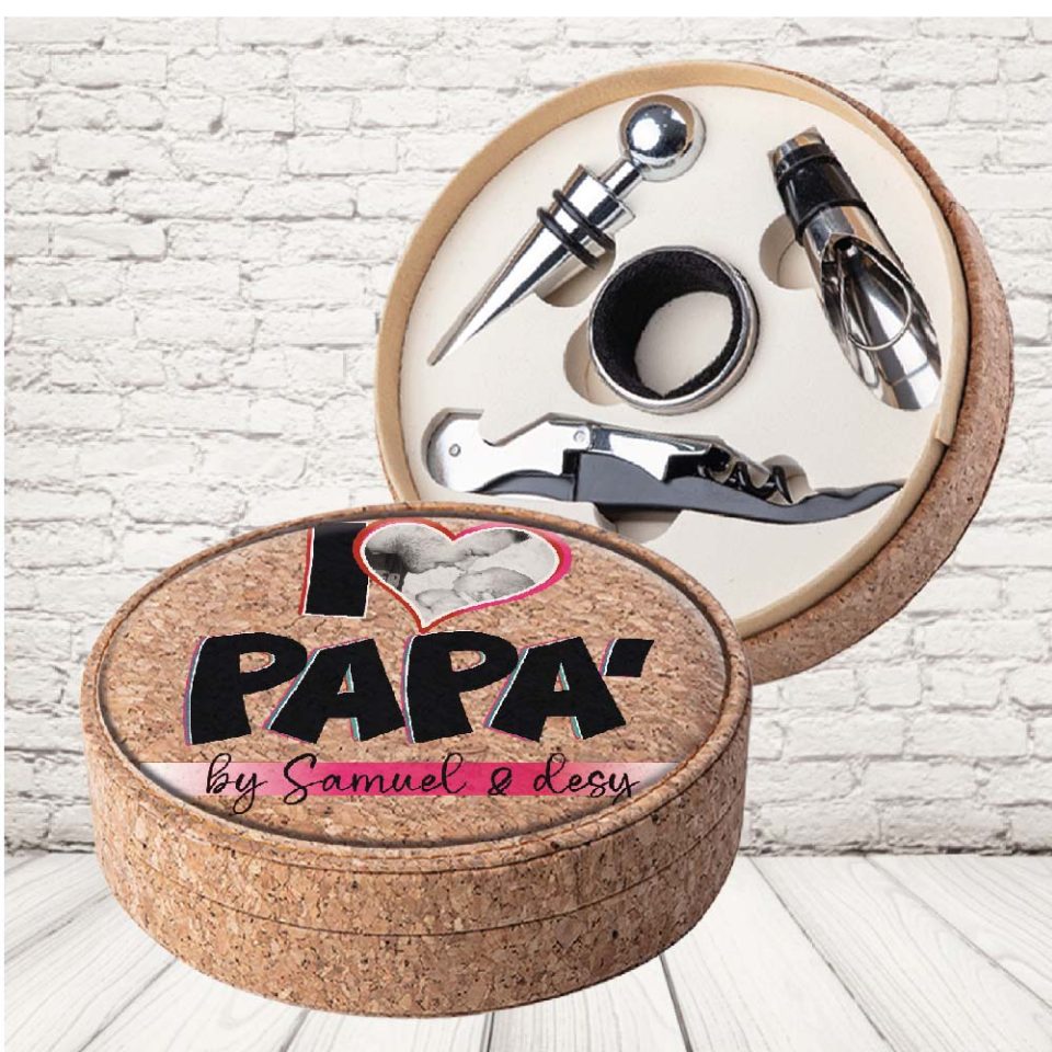 SET VINO SUGHERO ''I LOVE MY DAD ROSA ''