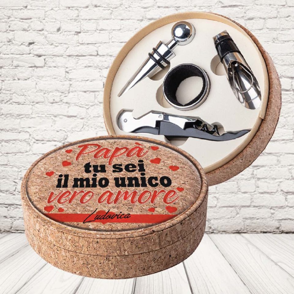 SET VINO SUGHERO 'UNICO VERO AMORE''