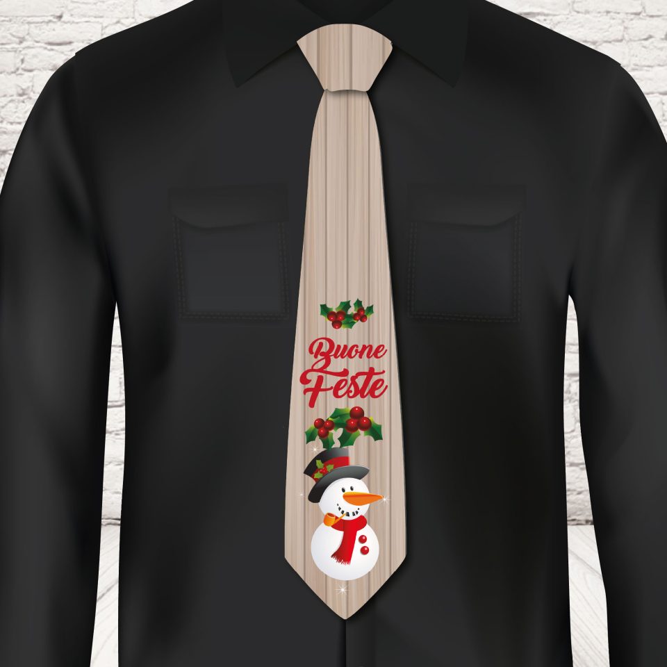 CRAVATTA NATALE ''PUPAZZO CARTOON''