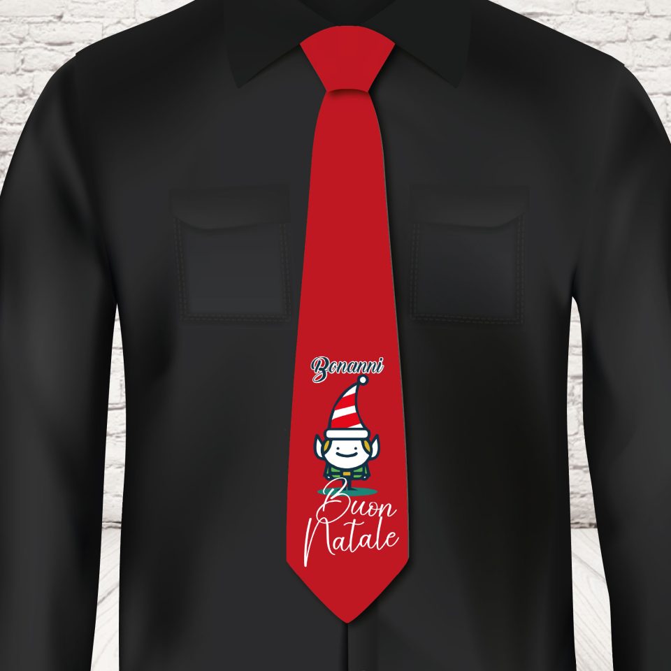 CRAVATTA NATALE ''SUPER ELF CARTOON''